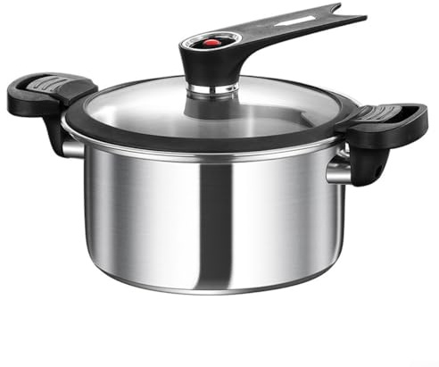 Casserole à pression en acier inoxydable, 3,5 L, anti-adhésive, pour soupe, cocotte, plaque à induction, compatible avec les ustensiles de cuisine