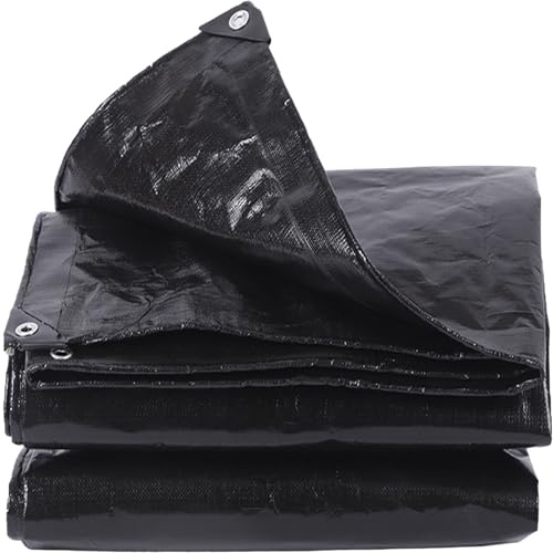 Tarpaulin Heavy Duty Waterproof 240 x 330 cm Cover Tarp Ground Sheet 160 G ㎡, Windproof Tear Resistant Easy to Wash for Furniture Ground Covers, Black