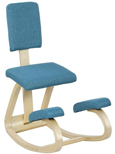 HOMCOM Chaise à Genoux Ergonomique avec Dossier Tabouret Ergonomique Bleu