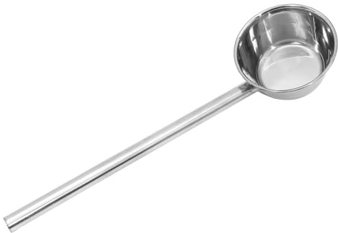 Ipetboom Cucharón de Acero Inoxidable para Agua y Sopa, Mango Largo de 45 Cm, Diámetro 16 Cm, Pala Resistente para Cocina y Riego, Utensilio Doméstico y Comercial, Cucharón de Metal