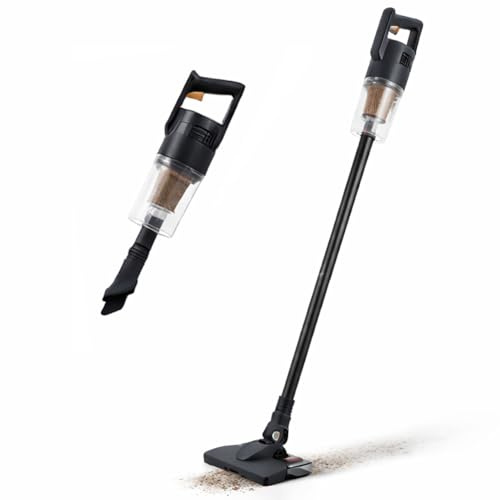BAKAJI Scopa Elettrica con Filo 2 in 1 Silenziosa e Salvaspazio con Filtro HEPA, Aspirapolvere Potente e Leggera con Cavo da 5 Metri e Serbatoio Capacità 500ml, Vacuum Cleaner per Pavimento