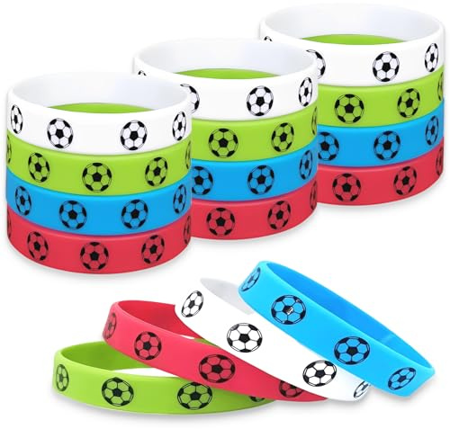 HYRKOTW 16 Pezzi Braccialetto in silicone, Braccialetto in silicone da calcio, sportivo da calcio per i tifosi, Ideale da indossare in occasione di compleanni, allenamenti partite（A