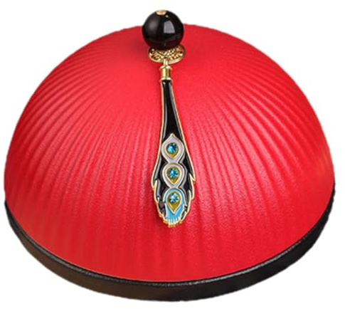 BESTOYARD Cenicero de Mesa Diseño Original Forma de Sombrero Oficial Rojo de Cerámica, Adorno para Escritorio Tapa y Soporte de Almacenamiento para Exterior o Interior