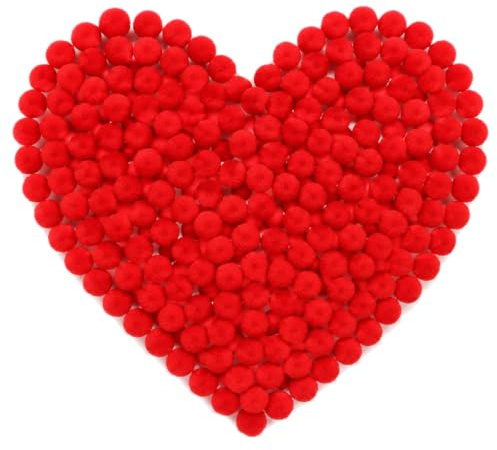 250 Stück Mini Pompoms Kleine Flauschige Pom Poms für Deko Kunsthandwerk DIY, Rot (10 mm)