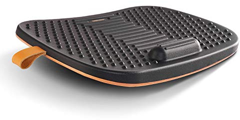 FEZIBO Standing Desk Mat with Anti Fatigue Bar, Wooden Wobble Balance Board with Ergonomic Design Comfort Floor Mat (Medium, Obsidian Black)