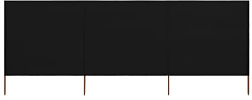 vidaXL 3-panel Wind Screen Fabric 400x120 cm Black