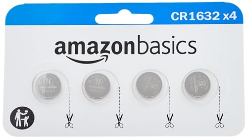 Amazon Basics CR1632 Lithium-Knopfzellenbatterie, langanhaltende Leistung, frei von Quecksilber, 3 V, 4 Stück