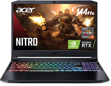 Acer Nitro 5 AN515-45-R92M Gaming Laptop, AMD Ryzen 7 5800H (8-Core) | NVIDIA GeForce RTX 3060 Laptop GPU |15.6 FHD 144Hz IPS Display | 16GB DDR4 | 512GB NVMe SSD | WiFi 6 | RGB Backlit Keyboard