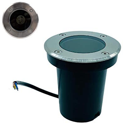 Partenopeautensili® Faretto segnapasso calpestabile 10W 230V Con attacco GU10 Impermeabile IP65 Per viali giardini (Rotondo, Senza Faretto)