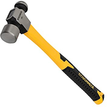 Roughneck Ball Pein Hammer Fibreglass Shaft 908g (32oz), Black and Yellow