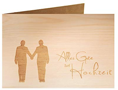 Holzgrußkarte - ALLES GUTE ZUR HOCHZEIT - 100% handmade in Österreich - Postkarte Glückwunschkarte Geschenkkarte Grußkarte Klappkarte Karte Einladung mr gleichgeschlechtlich