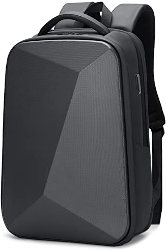 FENRUIEN Anti Theft Laptop Backpack for Men, Expandable Water Resistant Hardshell Backpack with USB Port, Black Business Travel Computer Bag 15.6 Inch