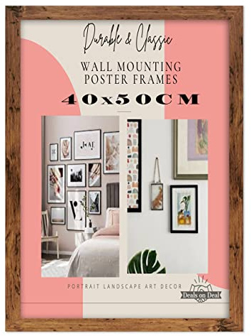 DEALS ON DEAL Modern Wooden 40x50CM jigsaw puzzle Picture Frame Photo Frame Wall Art Poster Frames With Clear Perspex Safety Glass to Hang Portrait or Landscape (40x50CM (15.7 x 19.7), RUSTIC)