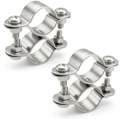PRIOstahl Rohrschellen Doppelschelle Bügelschelle Schelle Schlauchschellen - Rohrschelle doppelt feststehend 25mm x 2 Stück für Rohrbefestigung Rohrhalterung Rohrklemme Rohr aus Edelstahl V2A