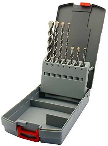 NORTOOLS SDS Drill Bit Set,SDS Plus Rotary Hammer Concrete Drill Set, 7 PCS 2 Head-cutters Tungsten Carbide Tip with PGM Mark Power Tools ​for Masonry Concrete Granite ﻿