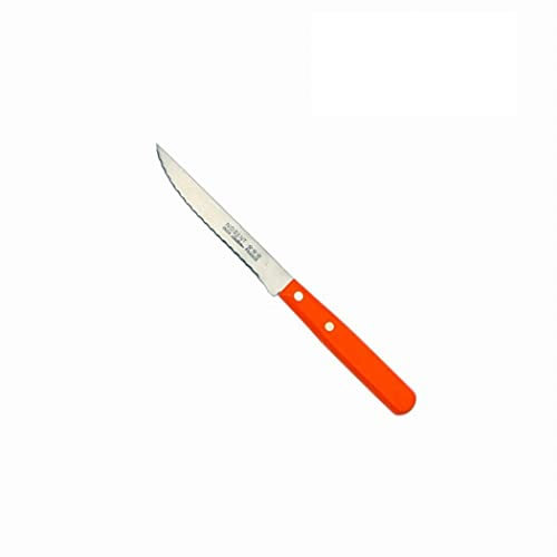 Nogent Couteau à steak 11 cm face de coupe dentelée avec manche en bois orange Couteaux