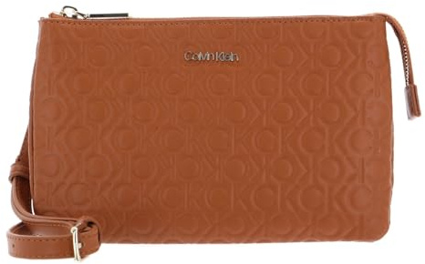 Calvin Klein CK Must Double Crossbody Embossed Cognac