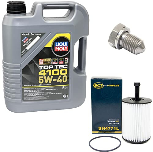 Motoröl Set Top Tec 4100 5W-40 5 Liter + Ölfilter SH4771L + Ölablassschraube 15374