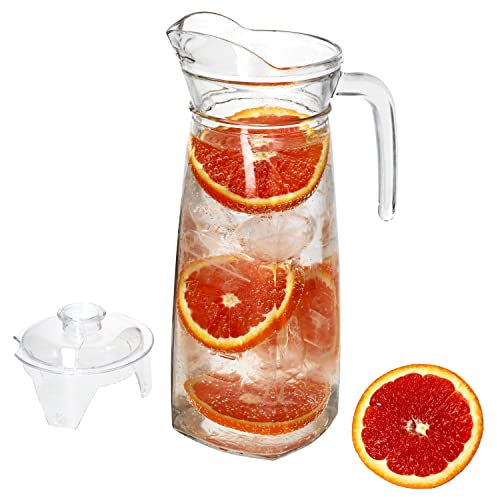 MamboCat Kara Glas-Karaffe 1,2L mit Kunststoff-Deckel I Wasser-Karaffe mit Griff I quadratischer Krug für Saft, Eistee, Milch & Limonade I Glaskanne mit praktischer Ausgießtülle