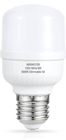 aooshine Q50 Dimmable LED Light Bulbs 6W 5000K White Light (Daylight), E26 Base 120Volts LED Bulb for Table Lamp Floor Lamp, 600 LUMENS