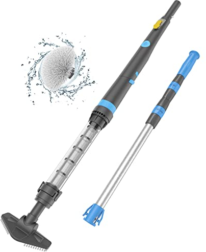 Efurden Aspirateur de piscine avec perche télescopique, nettoyeur de piscine sans fil rechargeable avec brosse ronde électrique, ligne d'eau de nettoyage pour piscine hors sol, jacuzzi pour sable et