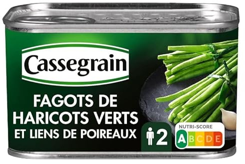 CASSEGRAIN - Fagots de haricots verts extra fins liés au poireau - 220g: Une recette traditionnelle revisité avec des haricots verts extra fins, liés avec un poireau frais - Lot De 4 - Vendu Par Lot