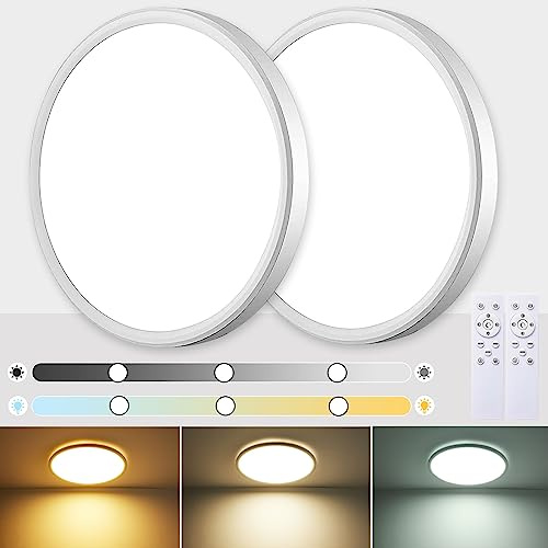 HABOWN® Lampara Techo,24W 3000K-6500K Plafones para Techo LED Regulable,3000LM IP40 Impermeable Plafon LED Techo Redonda con Mando a Distancia,Brillo Ajustable,Fácil de Instalar,Ø29*H2.5cm