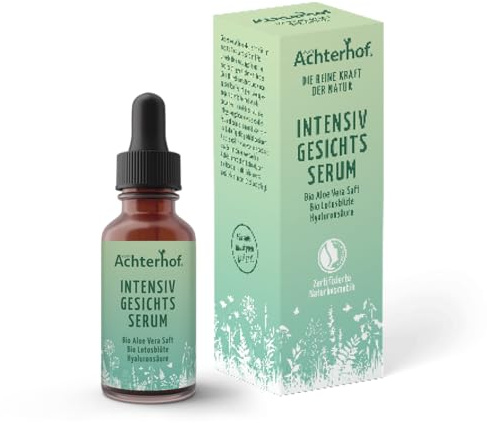 Intensiv Gesichtsserum 30ml | mit Bio Aloe Vera Saft, Bio Lotusblüte und Hyaluronsäure | feuchtigkeitsspendend | zertifizierte Naturkosmetik | vom Achterhof