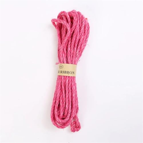 Gartenseil 6mm 10M Juteschnur Schnur Sackleinenband Seile Beleuchtung DIY Handwerk Geschenkverpackung Schwarz Rot Flaschendekorationsschnüre Garten Kordel (Color : 6mm 10M Pink)
