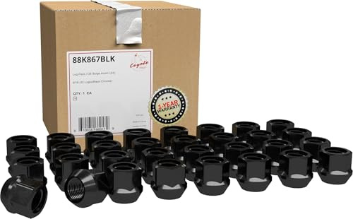 Wheel Accessories Parts 32 Pcs 9/16-18 Thread Open End Bulge Acorn 21mm 0.84 Long Lug Nuts Black 3/4 19mm Hex Fits Ram 2500 3500 ｜ Chevrolet GMC C2500 C3500