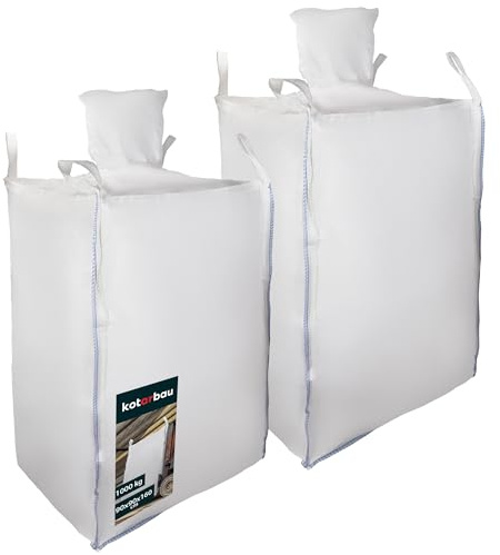 KOTARBAU® 2 sacchi Big Bag 90x90x160cm Sacco per rifiuti da giardino stabile con imbuto superiore e inferiore 1000kg PP sacco per carichi pesanti sacchetti per rifiuti da giardino sacco da giardino