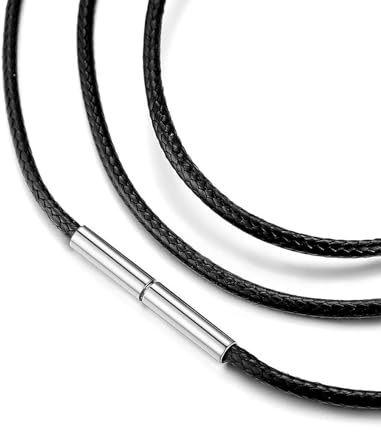 Inscca Kunstleder Kette mit Verschluss 2/3mm Schwarz Kette Herren Lederkette Halskette für Anhänger für Damen Dünn Kurz/Lang 40/45/50/55/60/65/70 cm Geschenke für Männer Lederband