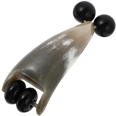 MAGICLULU Oxhorn Handmassagerolle mit Doppelkopf Ergonomischer Griff Klein und Kompakt für Körpermassage bei Geschäftsreisen und Reisen Schwarz