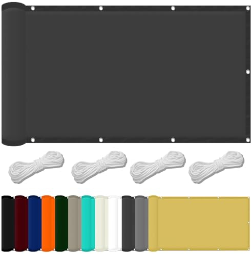 Sonnensegel Wasserabweisend 0.9 x 5 m PES Windschutz Sonnensegel Rechteckig Uv-Schutz-Polyestergewebe mit Seil Sonnenschutz Markise für Balkon Terrasse Und Garten, Dunkelgrau