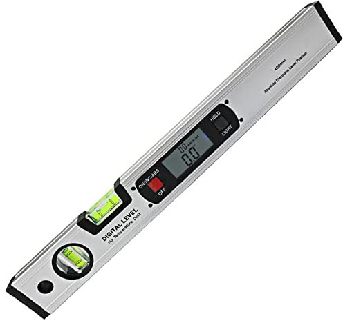 Buscador de ángulos digital de aluminio de 40 cm, viales de burbujas integrados, transportador digital de 0-360° con gran pantalla retroiluminada, nivel digital