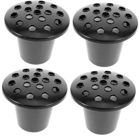 Cabilock Juego De 4 Macetas Conmemorativas Negras De 16 Orificios, Macetas De Plástico para Cementerio, Soporte para Arreglos De Flores, Decoración Exterior para Tumbas y Monumentos Funerarios