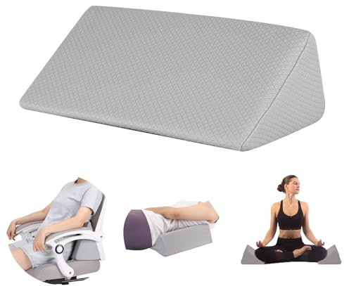 Small Wedge Pillow, Small Wedge Pillow for Sleeping, Foam Wedge for Yoga, Laptop, Memory Foam Positioning, Foam Pillow for Chair, Provide Support and Relieve Fatigue(Grey-17.7)