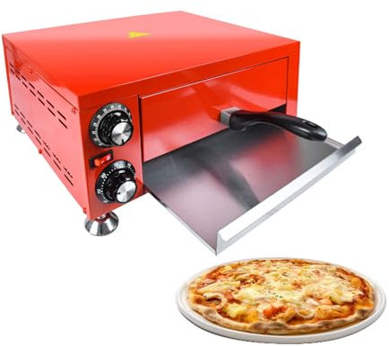 BDJSN Forno per Pizza da Tavolo Commerciale, Pizzaiola Elettrica in Acciaio Inossidabile da 1100 W con Temperatura 0-300 ℃ E Timer da 60 Minuti, Max 12 Pollici, per Toast, Torte, Pizza, Pane