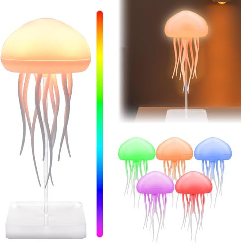 Pipihome Lampada Medusa Fluttuante, Meduse Lampada da Comodino, LED Jellyfish Lamp, Luce Notturna Bambini per Decorazione di Casa, Ufficio, Idee Regalo Donna Uomo Amica Compleanno