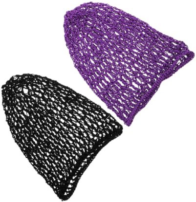 AOKWAWALIY 2stücke Crocheted Haarnetze Für Frauen Elastische Haarabdeckungen Schutz Der Frisur Beim Schlafen Für Verschiedene Haartypen Schwarz