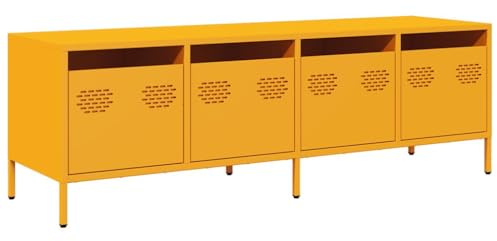 vidaXL Mueble para TV Acero Laminado en frío Amarillo 135x39x43,5 cm, Soporte de TV, aparador de TV, Mueble bajo, Banco de TV, Mueble de Metal
