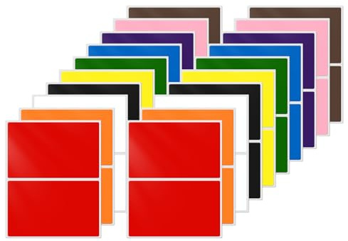 FINDAT Flerfärgade rektangulära etiketter 76 x 50 mm färgkodning klisterklistermärken vinyl vattentäta självhäftande avtagbara namnetiketter för Office Warehouse Business 40-pack