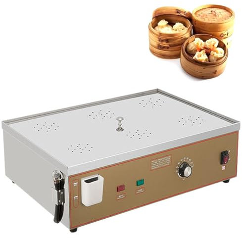 Máquina eléctrica para cocinar al Vapor Bollos, vaporera eléctrica de 6 Orificios, 4000 W, Acero Inoxidable, Alarma de ebullición en seco, Utilizada en cocinas domésticas y restaurantes