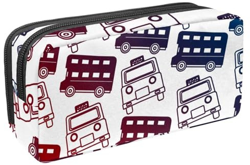 VAPOKF Federmäppchen, Federmäppchen, Schüler-Schreibwaren-Tasche für Teenager, Jungen, Mädchen, Schule, Bürobedarf – Doppeldecker, roter Bus und Taxi, multi, 2.3x8.2x3.9in/6x21x10cm, Taschen-Organizer