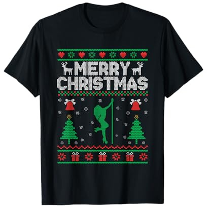 Buon Natale Pole Dancing Poledance Dancer Pole Dance Maglietta