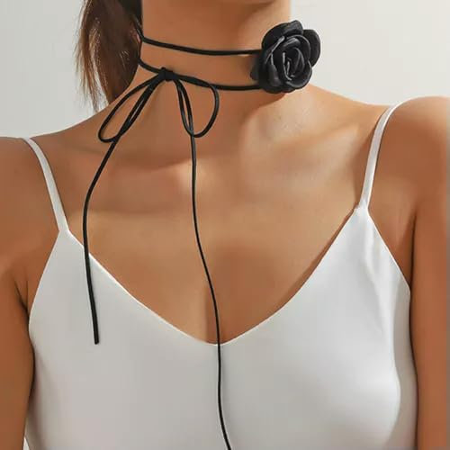 Blumen-Halsband, große Blumen-Halskette, Kamelie, FlowJO, Beige-