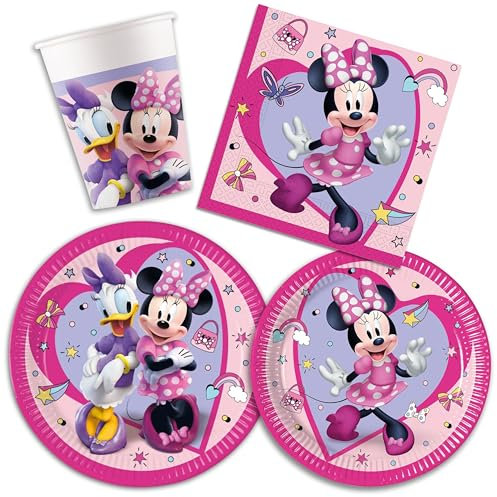 Decoraparty Kit Stoviglie Rosa per 8 Persone, Addobbi Topolina Decorazioni da Tavola per Festa Compleanno, Topolina 2