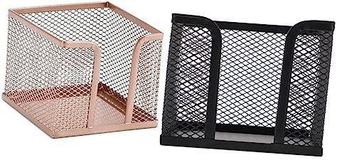 STOBOK 2stücke Notizpapier Für Schreibtisch Praktischer Memo Pad Organizer Für Büro Und Schule Aufbewahrungsbox Mit Modernem Design Schwarz Und Roségold