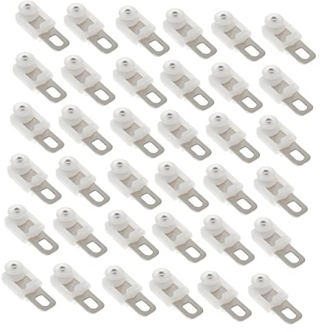 HYTROVE Glisseurs Roulettes Silencieuses pour Rail à Rideaux Lot de 50 en Acier Inoxydable et Plastique Résistantes à la Corrosion et Crochets Coulissants pour Tringles Robustes