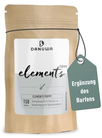 DANUWA Elements Puppy 150g – Ergänzungsfuttermittel für Welpen - Spurenelemente & Mineralstoffe mit Zink, Kupfer & Mangan – Barf-Pulver für gesundes Wachstum, Immunsystem & Fellpflege